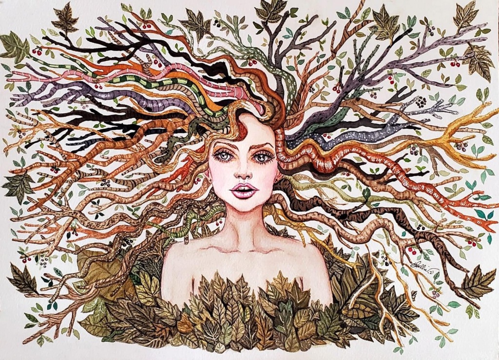 Lead image, illustration of girl with hair drawn as a forest